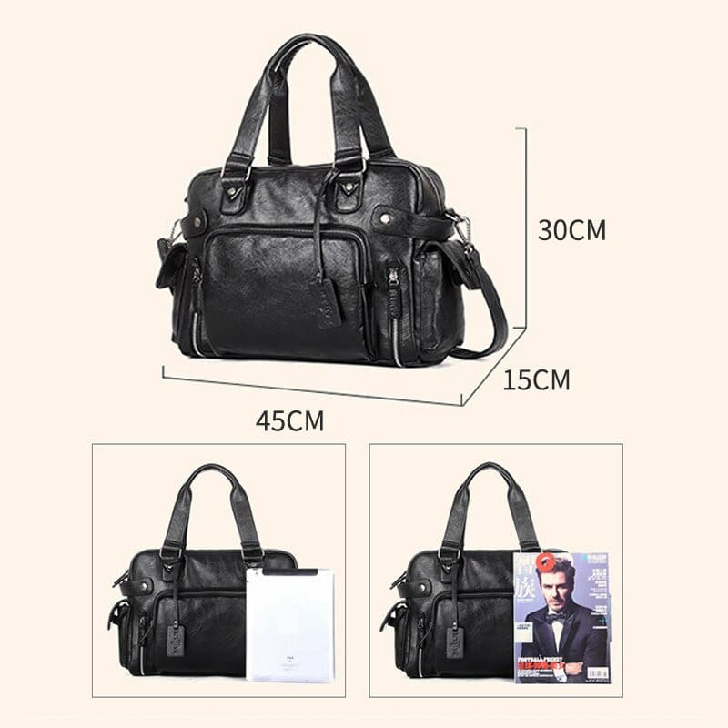 Mala de Viagem Masculina de Couro Legítimo Grande Capacidade