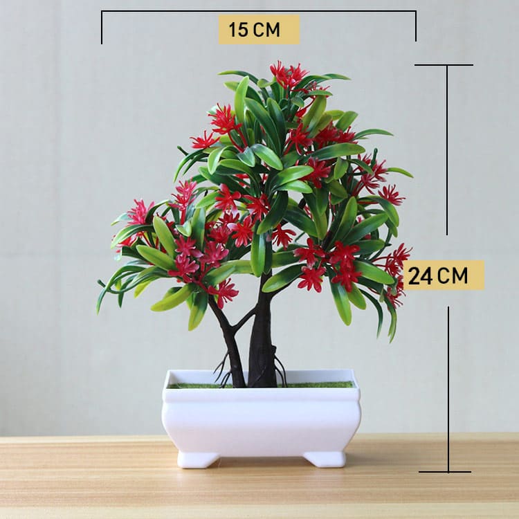 Planta Artificial Bonsai Colorido com Vaso para Decoração