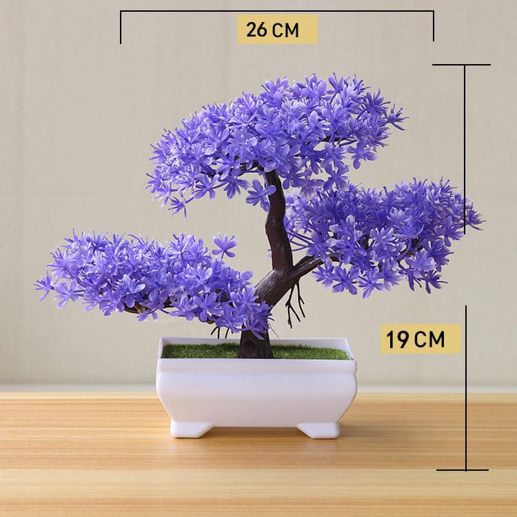 Planta Artificial Bonsai Colorido com Vaso para Decoração