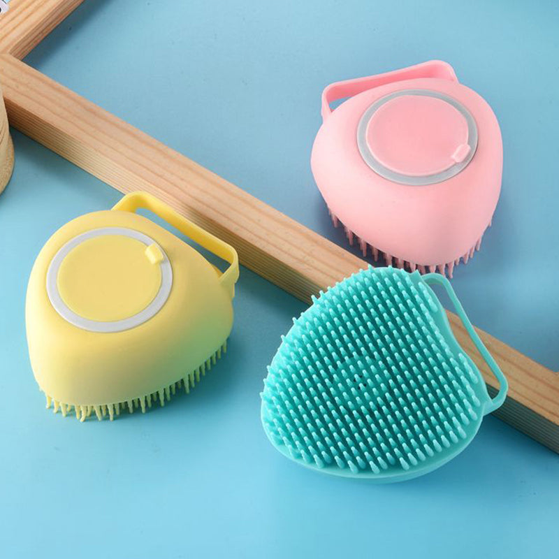 Escova de Silicone com Porta Shampoo para Pet