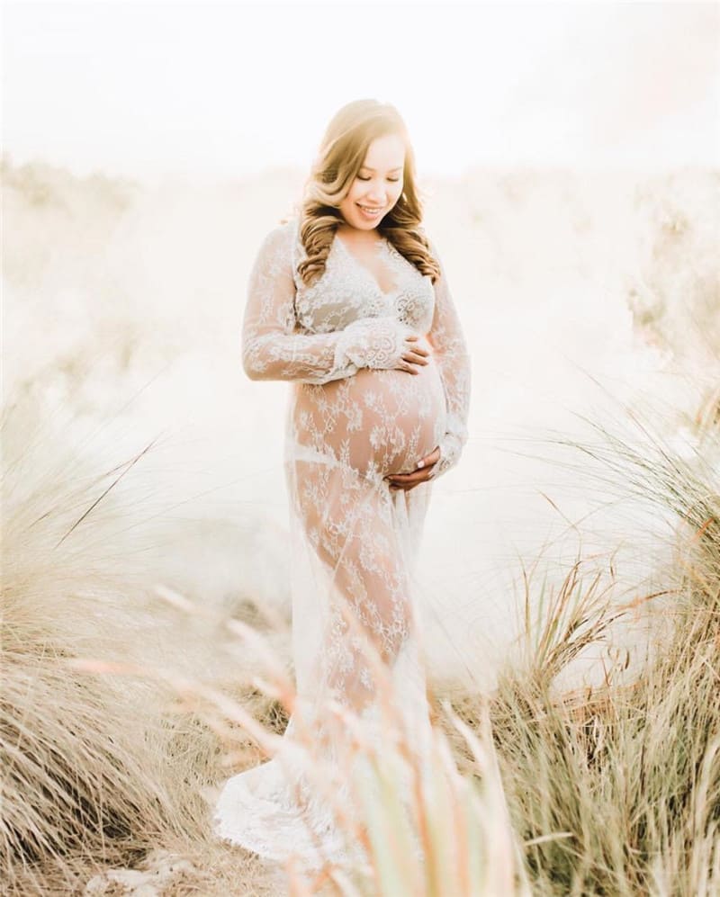 Vestido de Renda para Gestante Grávida Ensaio Fotografia