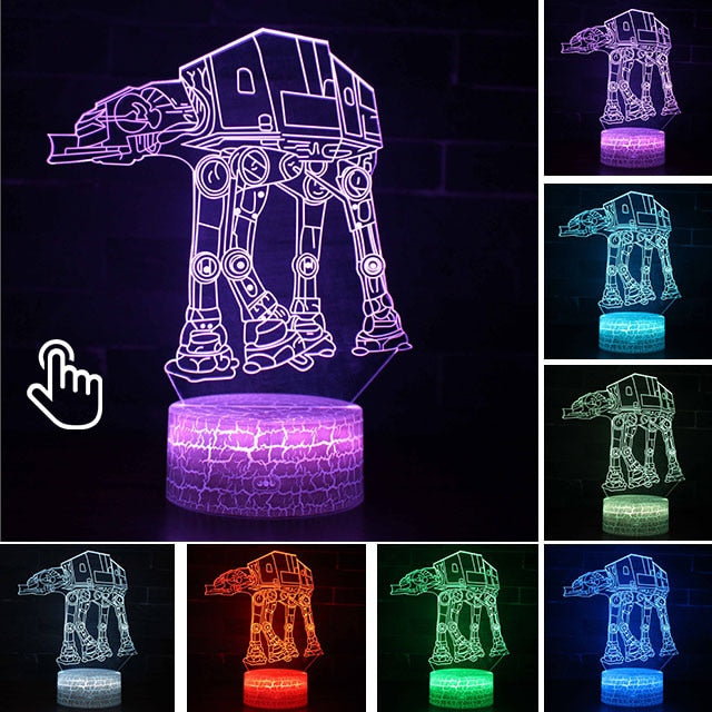 Luminária Abajur Led 3D Luz Noturna Star Wars Guerra nas Estrelas