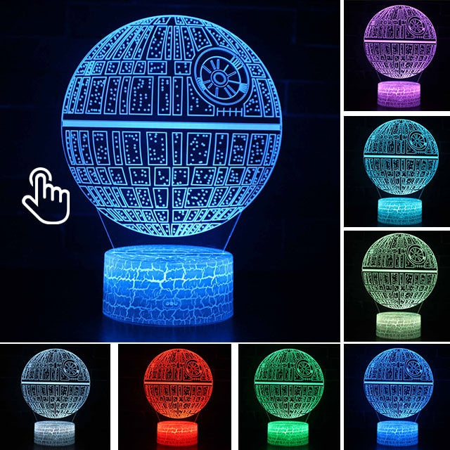 Luminária Abajur Led 3D Luz Noturna Star Wars Guerra nas Estrelas
