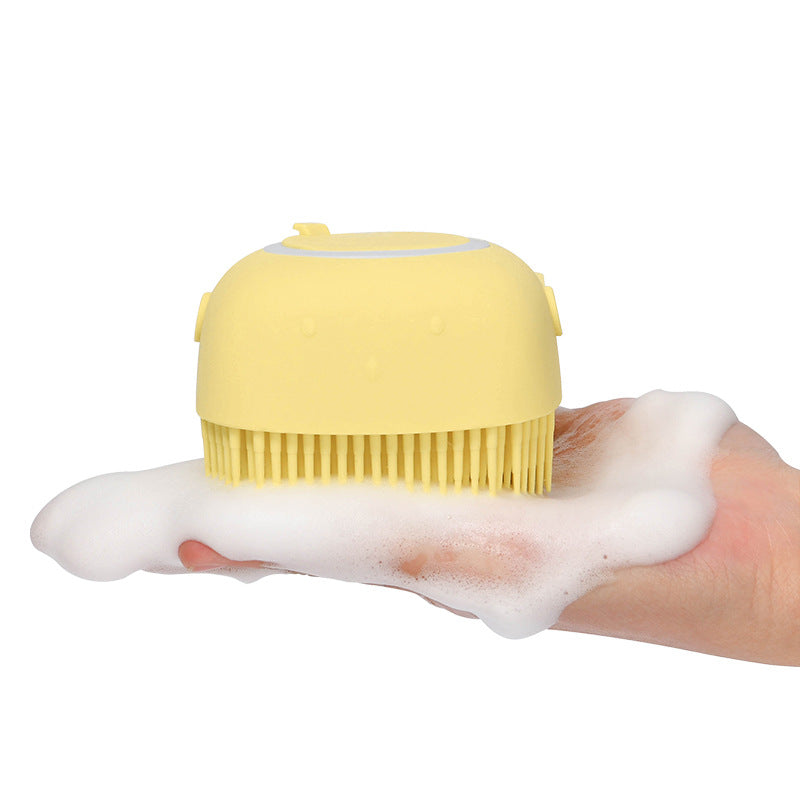 Escova de Silicone com Porta Shampoo para Pet
