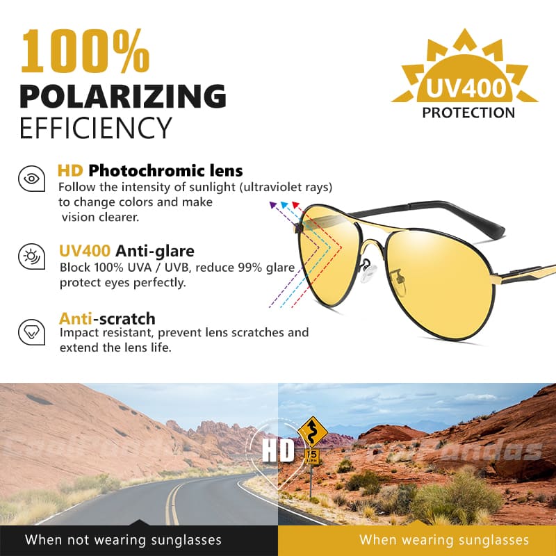 Óculos de Sol Aviador Masculino Polarizado New Trend CoolPandas