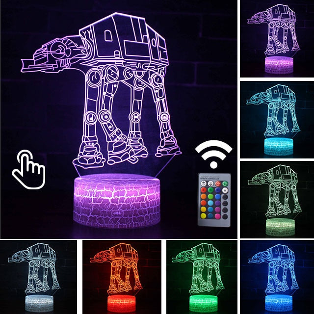 Luminária Abajur Led 3D Luz Noturna Star Wars Guerra nas Estrelas