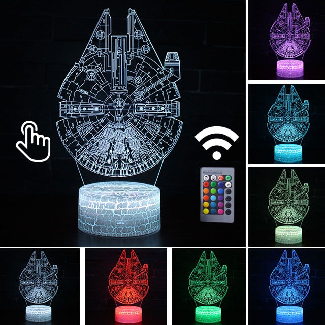 Luminária Abajur Led 3D Luz Noturna Star Wars Guerra nas Estrelas