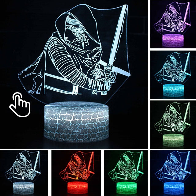 Luminária Abajur Led 3D Luz Noturna Star Wars Guerra nas Estrelas