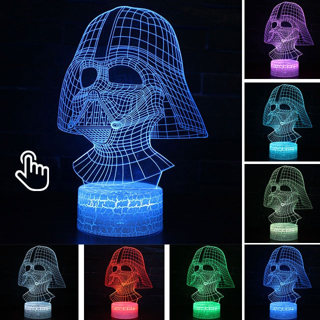 Luminária Abajur Led 3D Luz Noturna Star Wars Guerra nas Estrelas