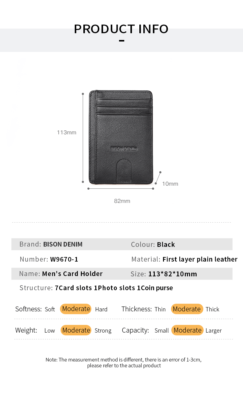 Carteira Bison Denim Minimalista Couro Legítimo Original Rfid Sherlock