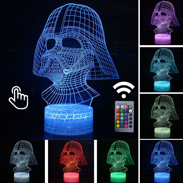 Luminária Abajur Led 3D Luz Noturna Star Wars Guerra nas Estrelas