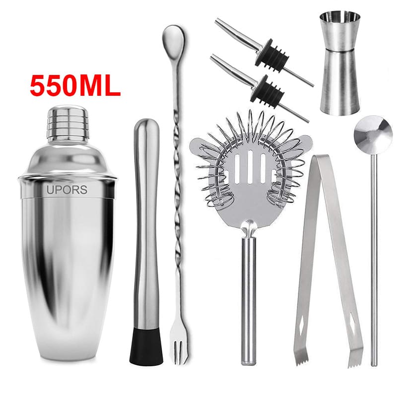 Kit Bartender Coqueteleira Profissional Peças Inox Drinks Coquetéis 550ML 750ML