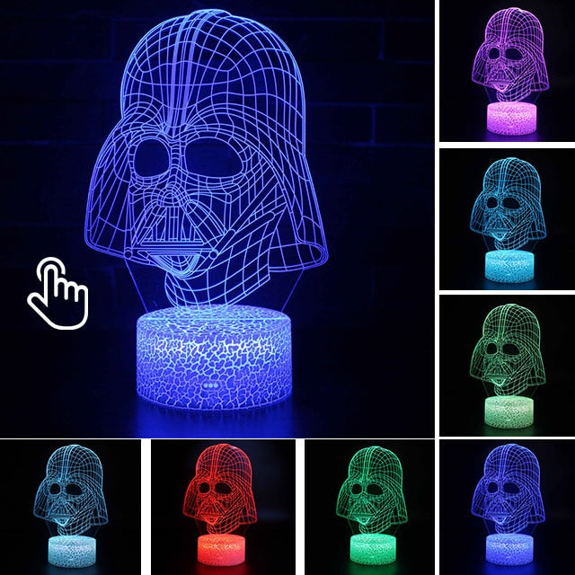 Luminária Abajur Led 3D Luz Noturna Star Wars Guerra nas Estrelas