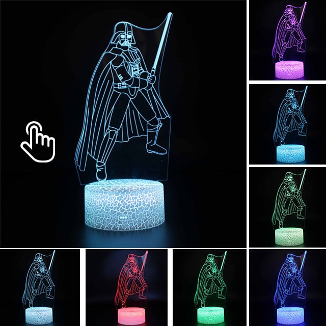 Luminária Abajur Led 3D Luz Noturna Star Wars Guerra nas Estrelas