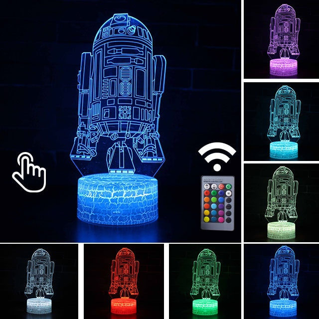 Luminária Abajur Led 3D Luz Noturna Star Wars Guerra nas Estrelas