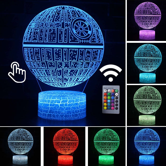 Luminária Abajur Led 3D Luz Noturna Star Wars Guerra nas Estrelas