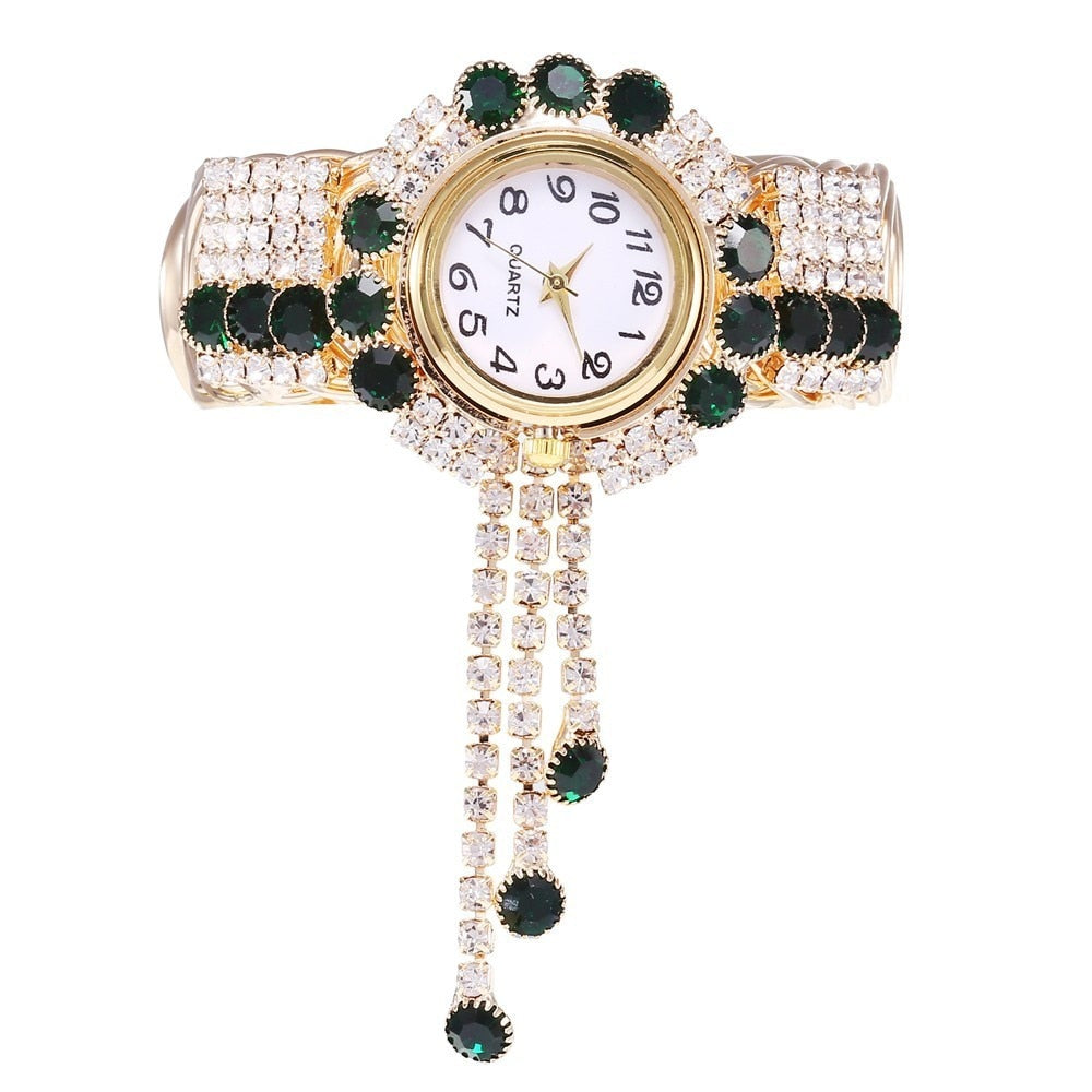 Relógio Bracelete Feminino com Pedras Brilhantes