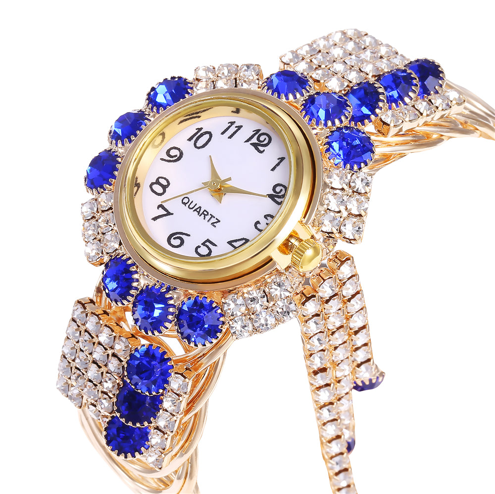Relógio Bracelete Feminino com Pedras Brilhantes