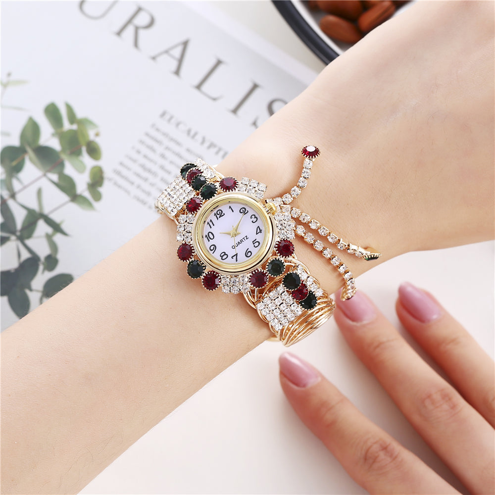 Relógio Bracelete Feminino com Pedras Brilhantes