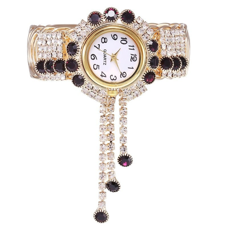 Relógio Bracelete Feminino com Pedras Brilhantes