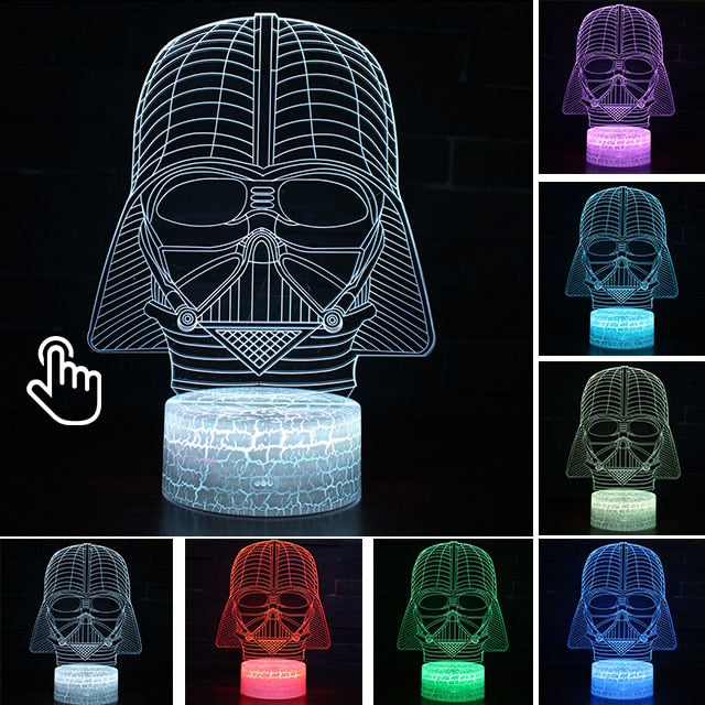 Luminária Abajur Led 3D Luz Noturna Star Wars Guerra nas Estrelas