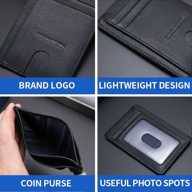 Carteira Bison Denim Minimalista Couro Legítimo Original Rfid Sherlock