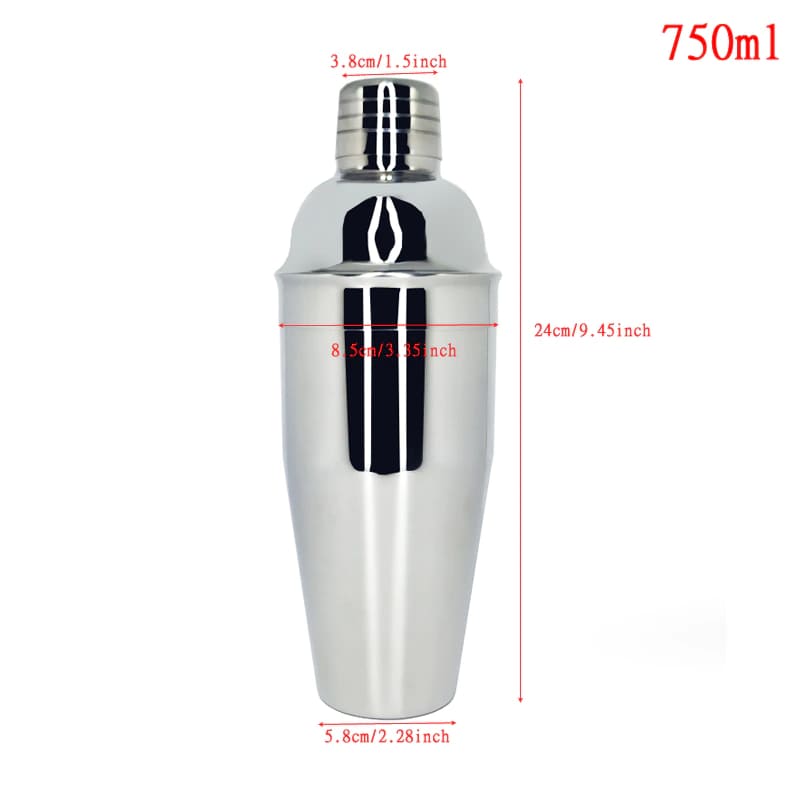 Kit Barman Coqueteleira 750ml Profissional Rotativa Aço Inoxidável Premium