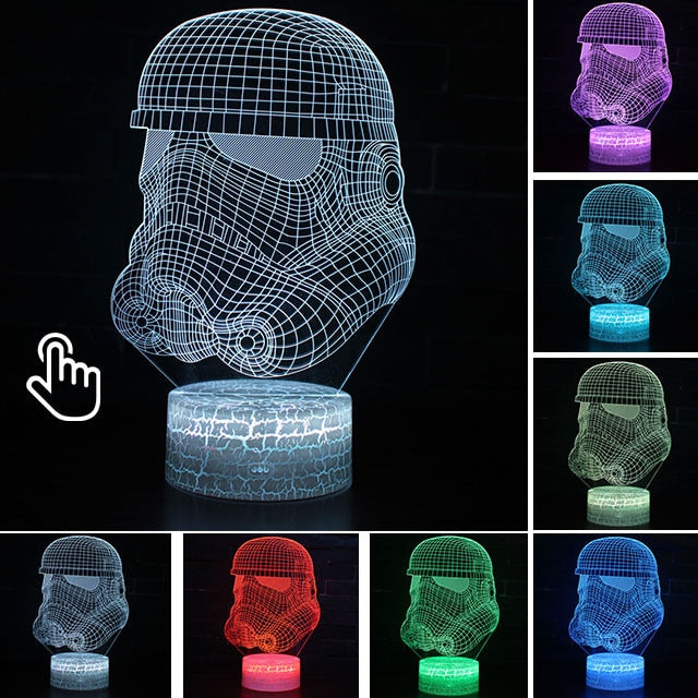 Luminária Abajur Led 3D Luz Noturna Star Wars Guerra nas Estrelas