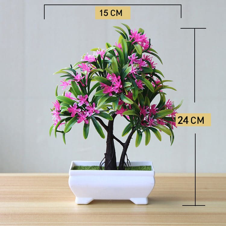 Planta Artificial Bonsai Colorido com Vaso para Decoração