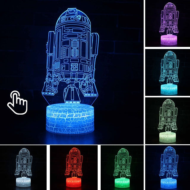 Luminária Abajur Led 3D Luz Noturna Star Wars Guerra nas Estrelas