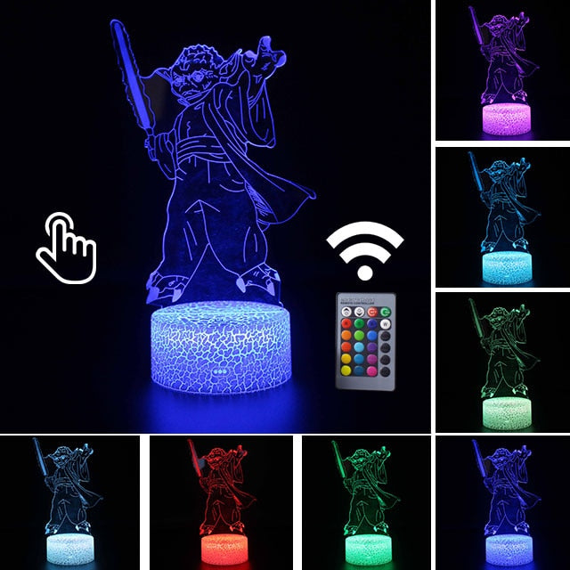 Luminária Abajur Led 3D Luz Noturna Star Wars Guerra nas Estrelas