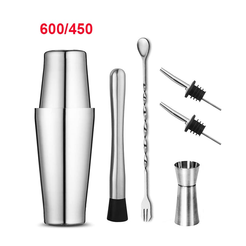 Kit Bartender Coqueteleira Profissional Peças Inox Drinks Coquetéis 550ML 750ML