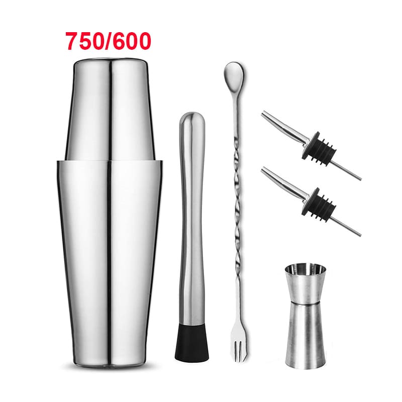 Kit Bartender Coqueteleira Profissional Peças Inox Drinks Coquetéis 550ML 750ML