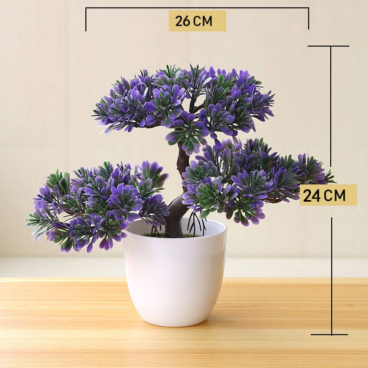 Planta Artificial Bonsai Colorido com Vaso para Decoração