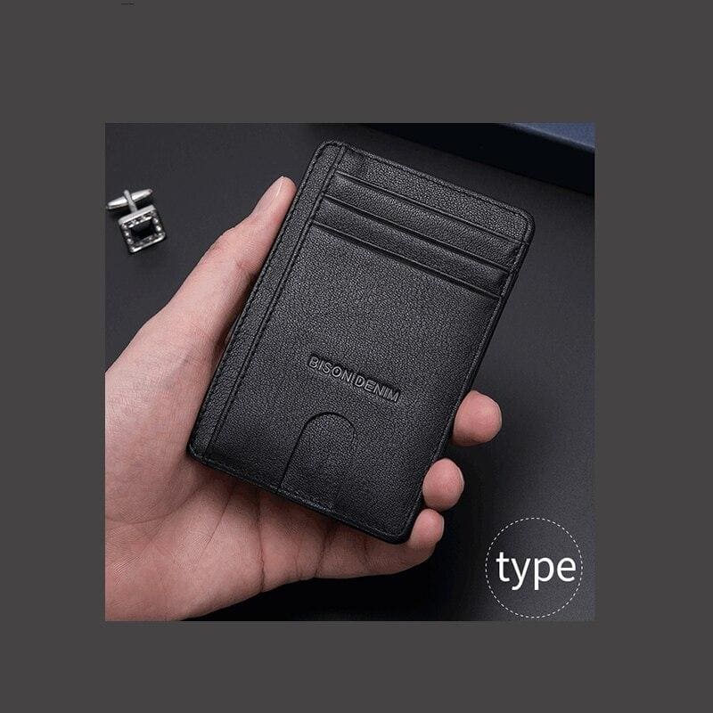 Carteira Bison Denim Minimalista Couro Legítimo Original Rfid Sherlock
