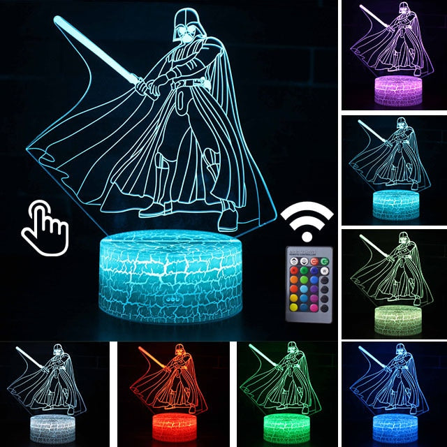 Luminária Abajur Led 3D Luz Noturna Star Wars Guerra nas Estrelas