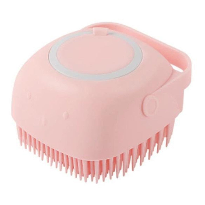 Escova de Silicone com Porta Shampoo para Pet