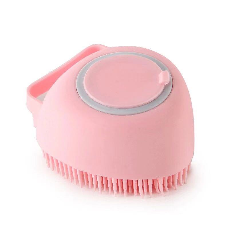 Escova de Silicone com Porta Shampoo para Pet