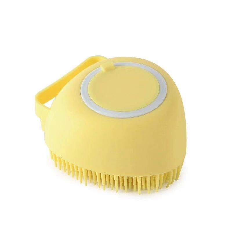 Escova de Silicone com Porta Shampoo para Pet