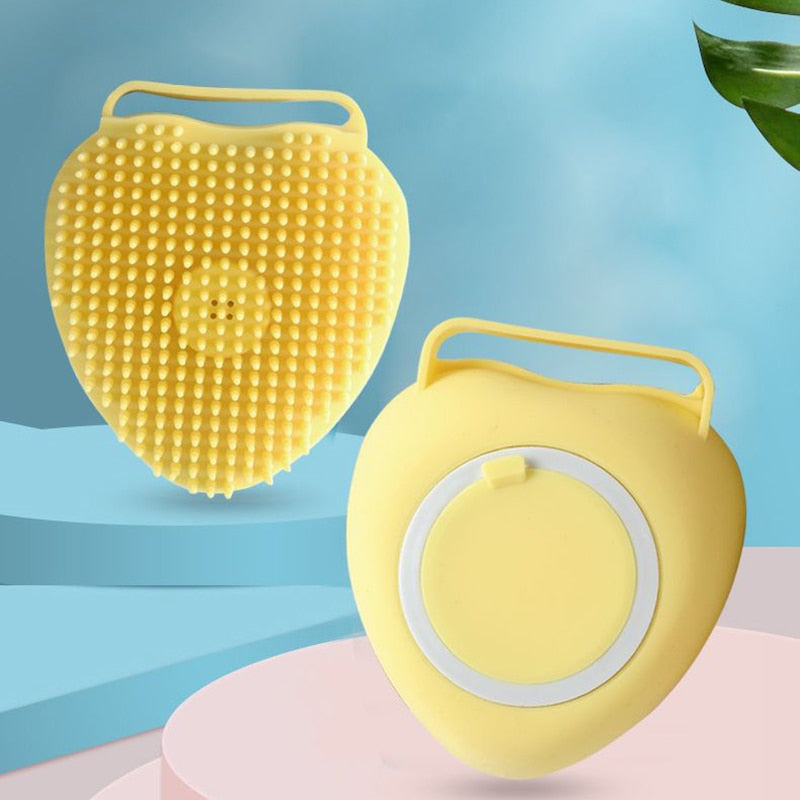 Escova de Silicone com Porta Shampoo para Pet