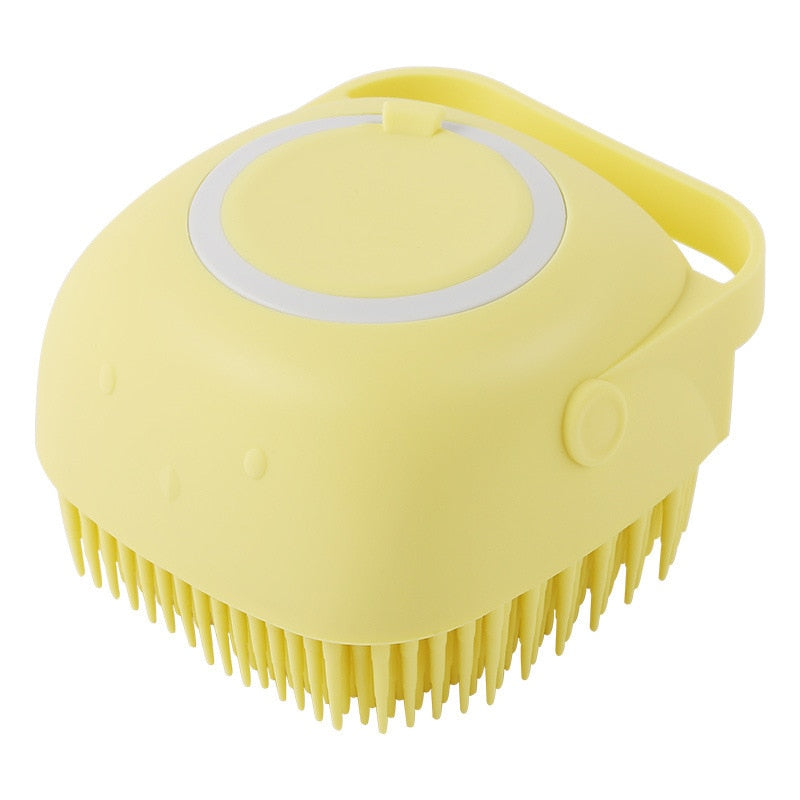 Escova de Silicone com Porta Shampoo para Pet