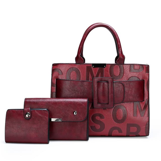 Kit Bolsa Feminina Couro Ecológico Modelo Realy