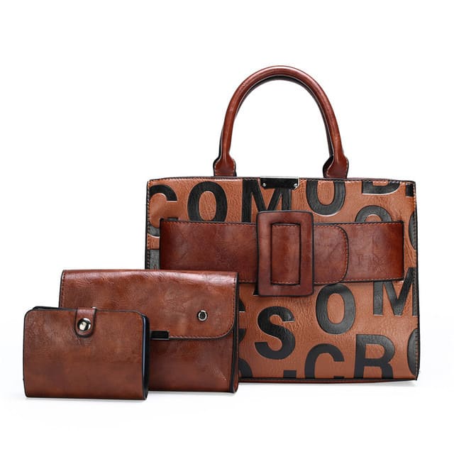 Kit Bolsa Feminina Couro Ecológico Modelo Realy