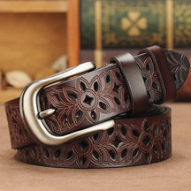 Cinto de Couro Feminino Modelo Flower