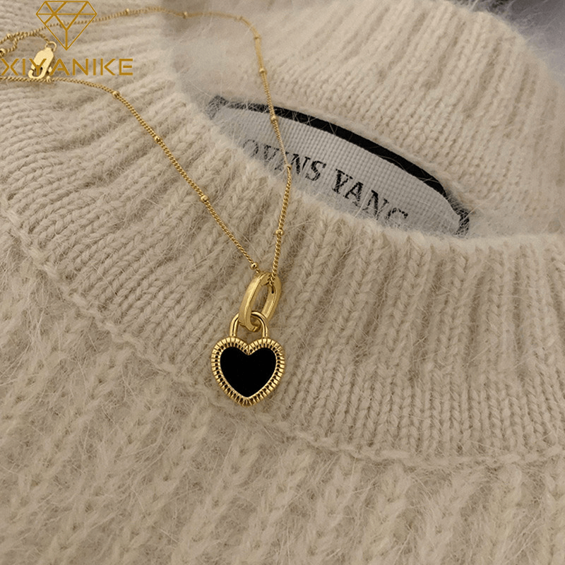 Colar Feminino Pingente Coração Duas Cores