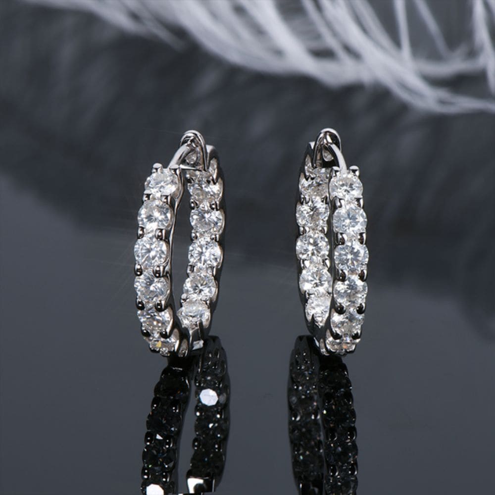 Brinco Argola Com Pedras - Prata 925