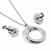 Conjunto Semijoia em Prata Colar Anel e Brinco