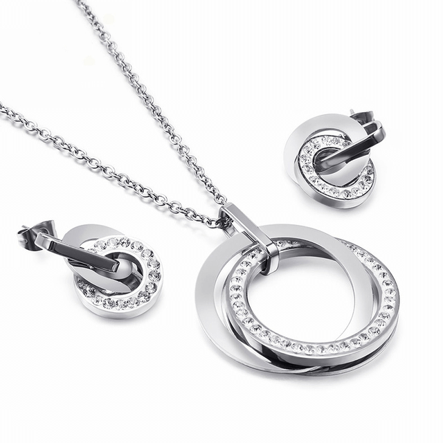 Conjunto Semijoia em Prata Colar Anel e Brinco