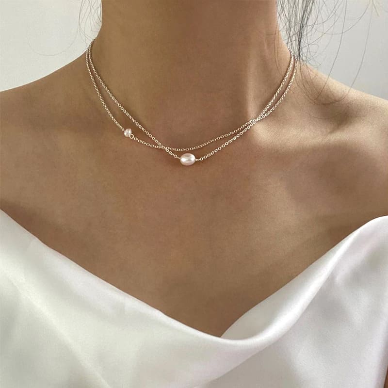 Choker Prata Duplo - Prata 925