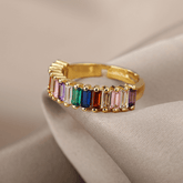 Anel Feminino Ajustável Pedras Coloridas